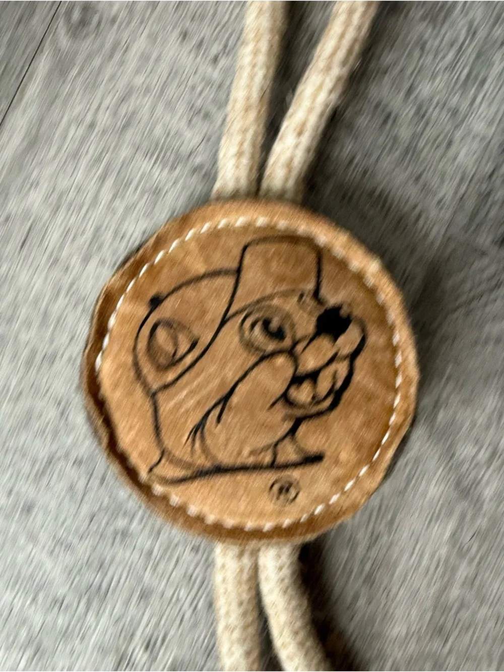 Leather Patch Rope Dog Tug Toy with Buc-ee Logo - Tan